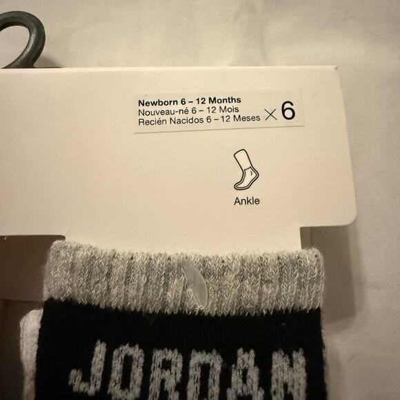 NIKE JORDAN Girls Socks Baby Newborn Ankle Lightweight 6 Pair Size 6-12 Months - Picture 2 of 6